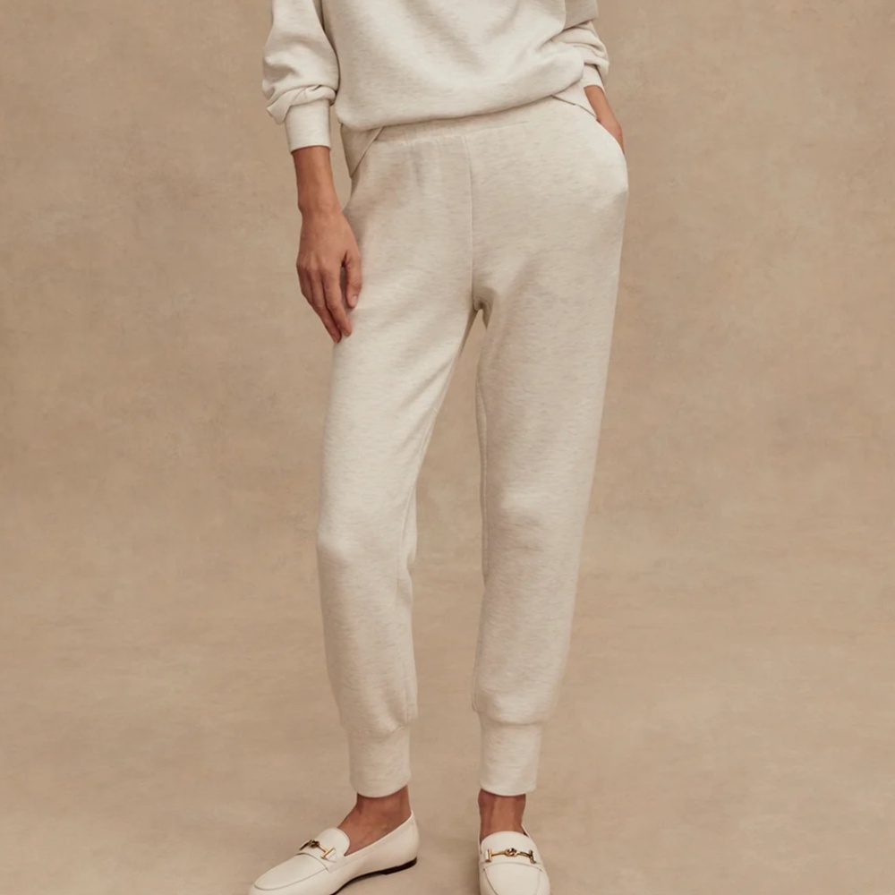 Varley The Slim Cuff Pant 25" in Ivory Marl